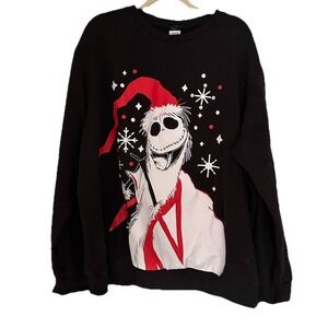 Disney Jack Skellington Nightmare Before Christmas Sweatshirt Mens 3XL Santa Hat